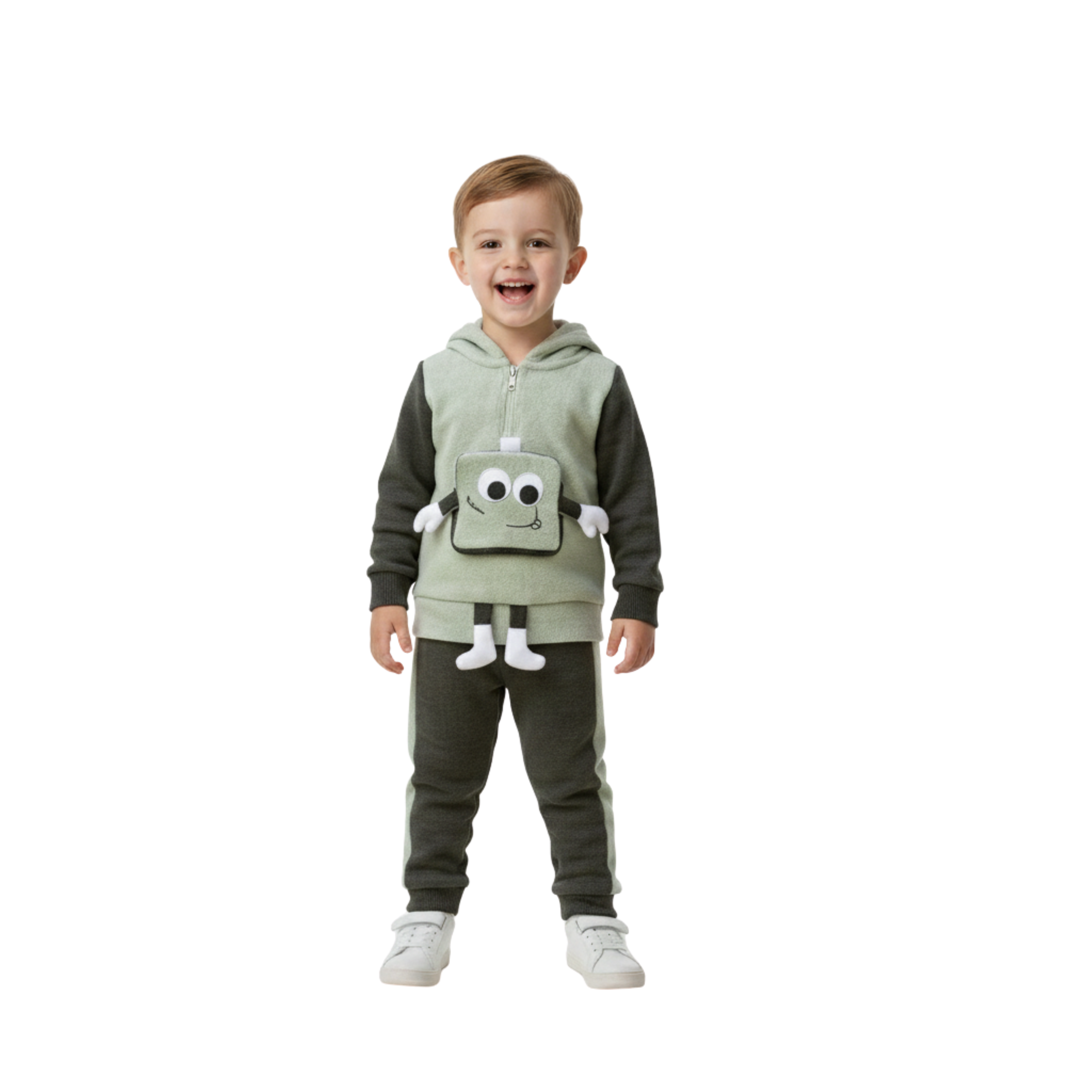 Monster-Patch Hooded Knit Jogger Set