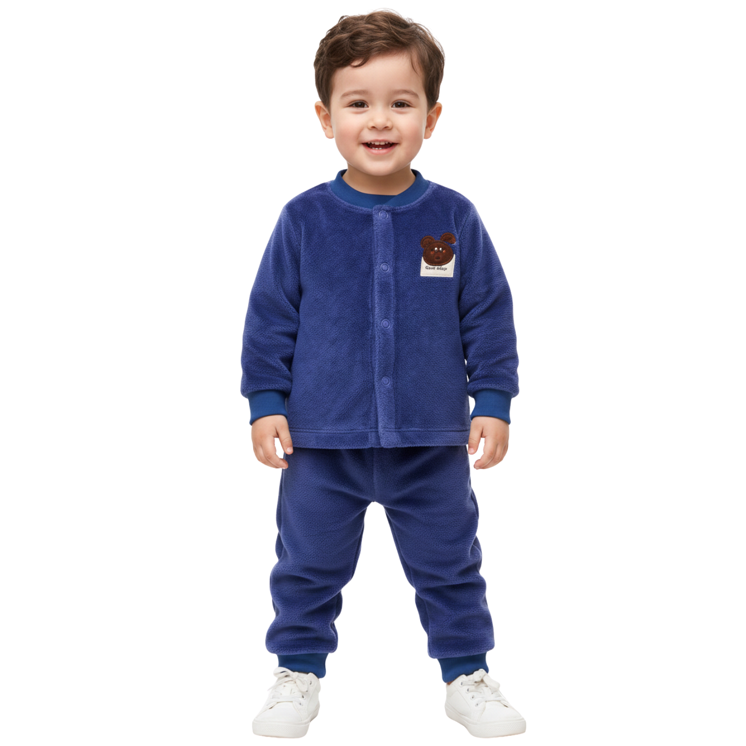 Button-Front Brushing Jogger Set