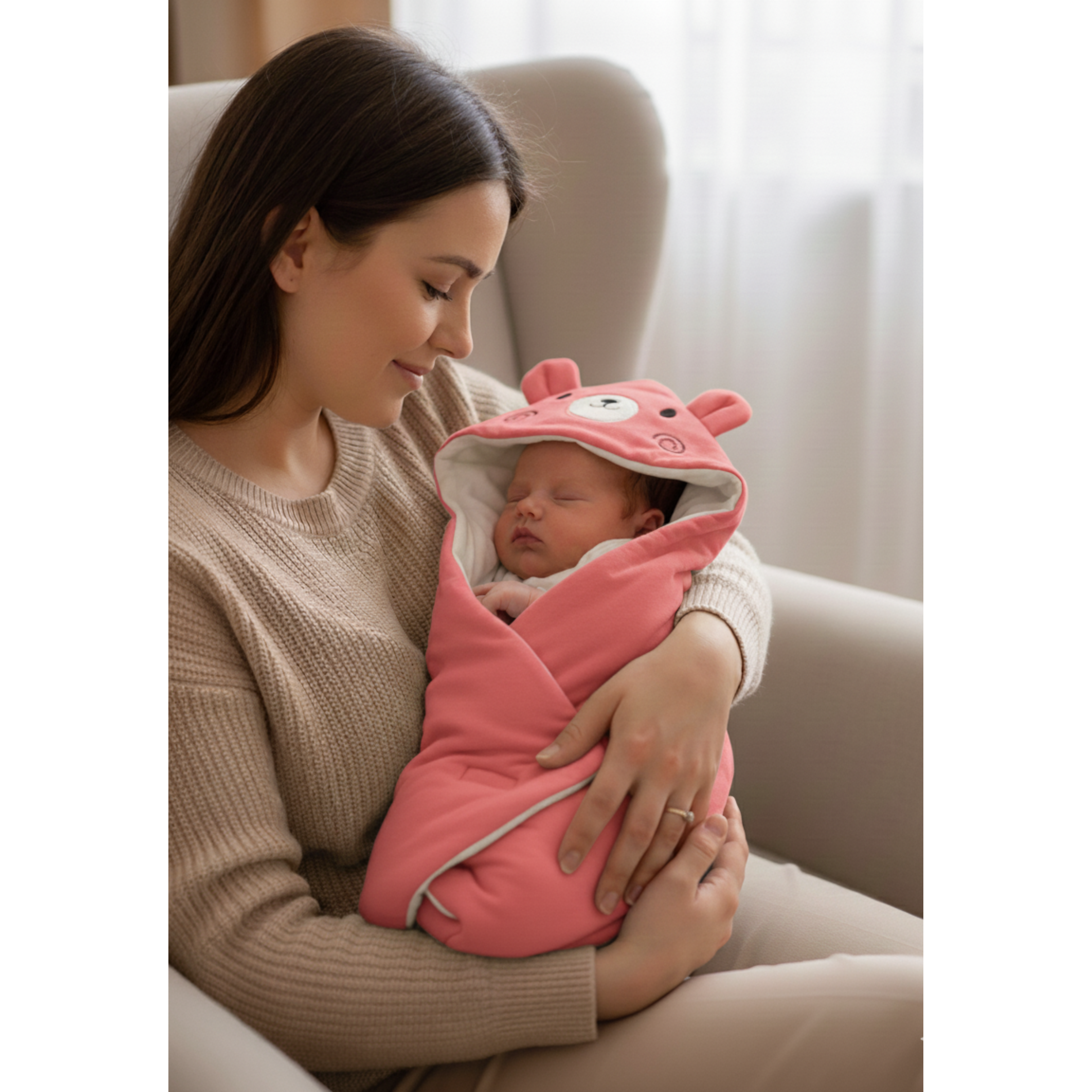 Brushed Interlock Hooded Wrap Set