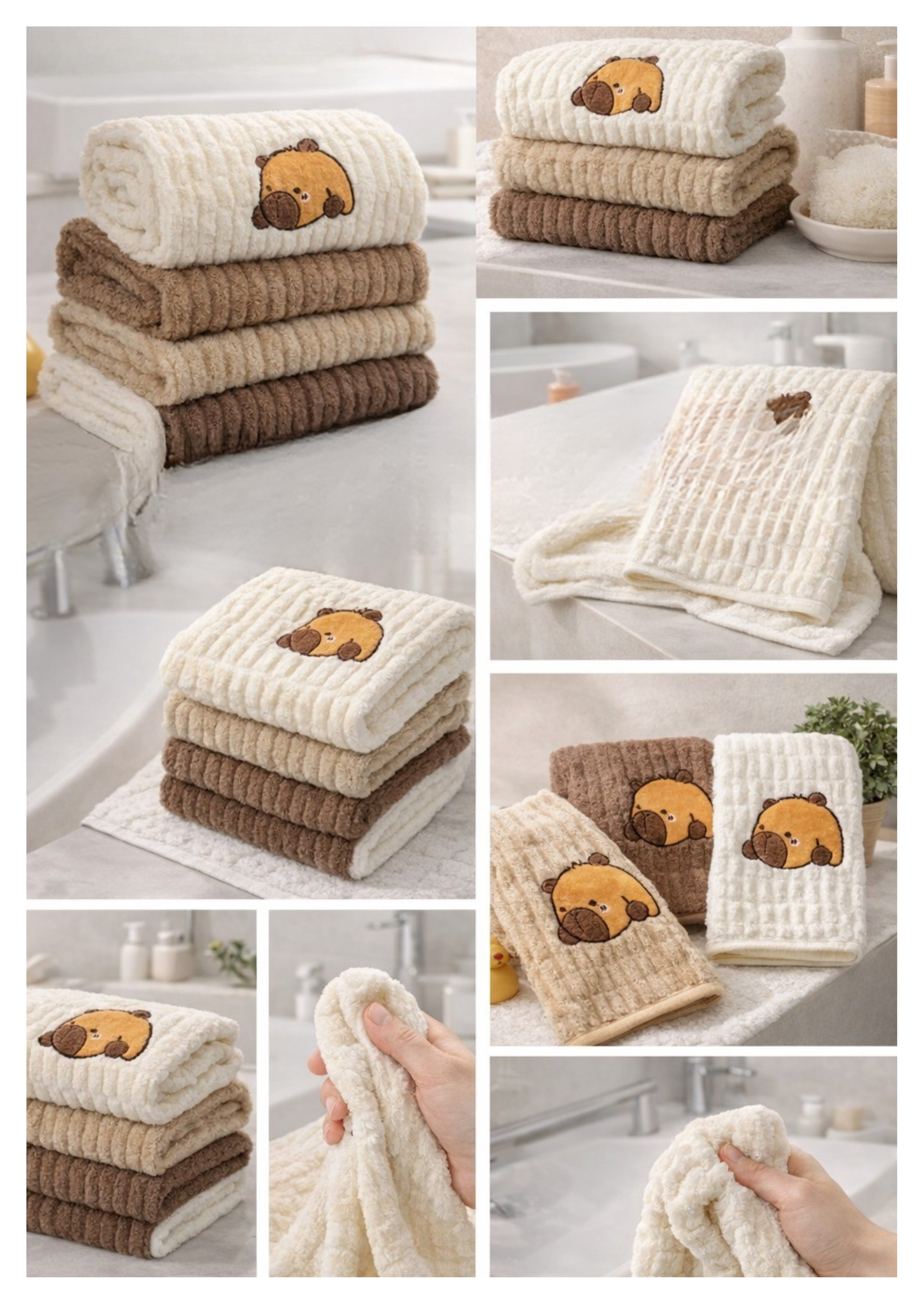 The Little Bunny Plush Ribbed Baby Towel | Extra-Soft, Highly Absorbent & Gentle on Delicate Skin