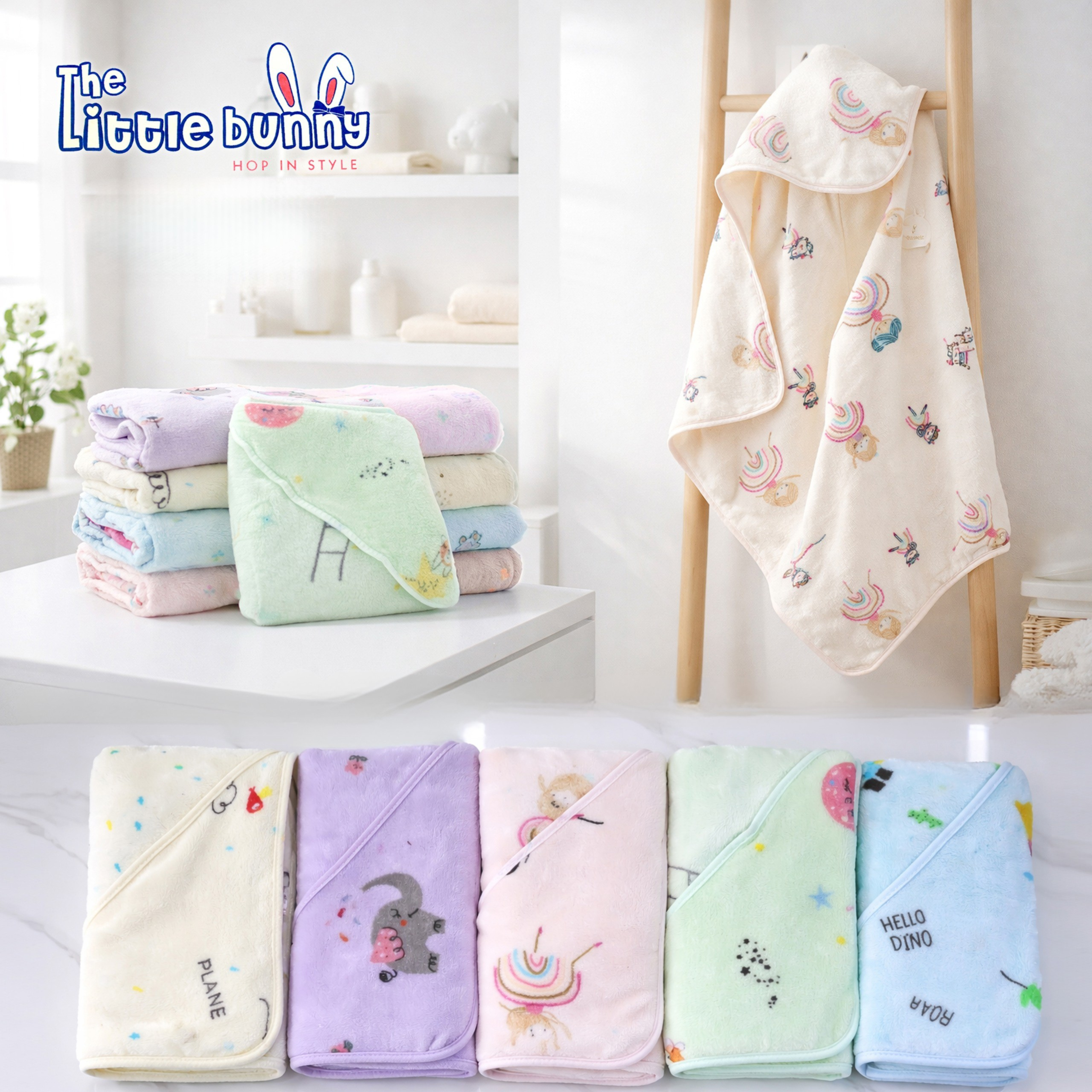 Soft Baby Hooded Bath Towel Set for Newborns & Toddlers | Absorbent, Lightweight & Skin-Friendly