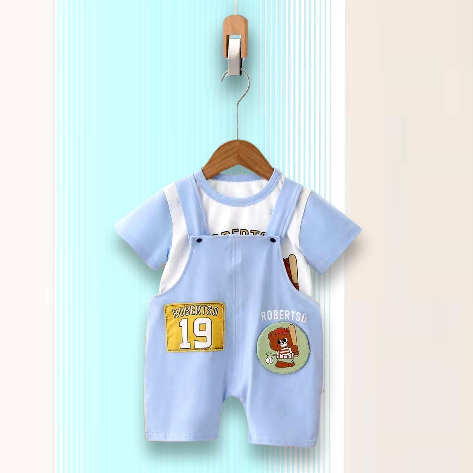 Baseball Teddy T-shirt & Dungaree Set