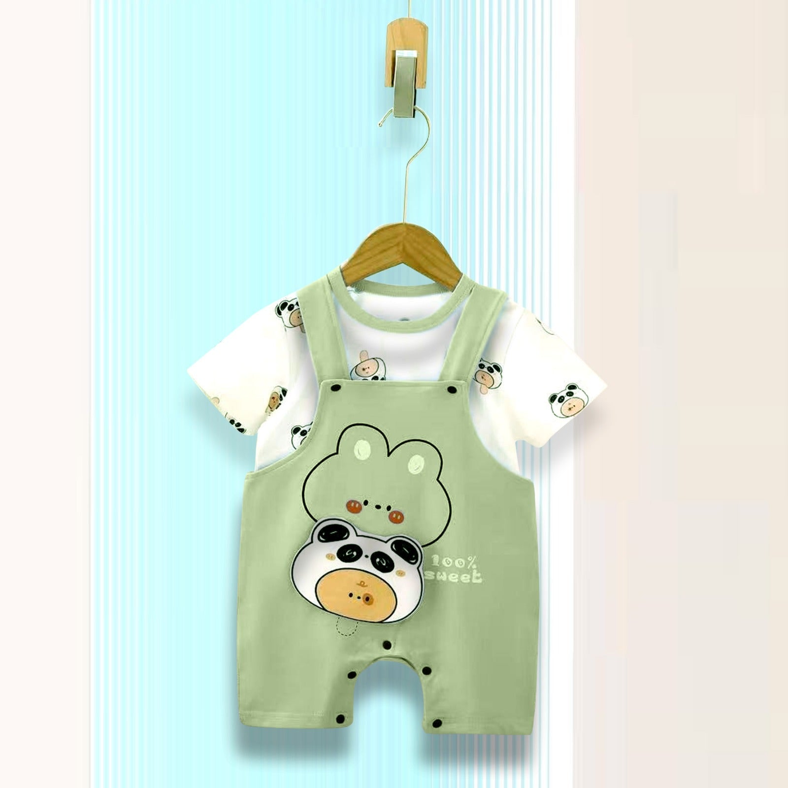 Panda T-shirt & Dungaree Set