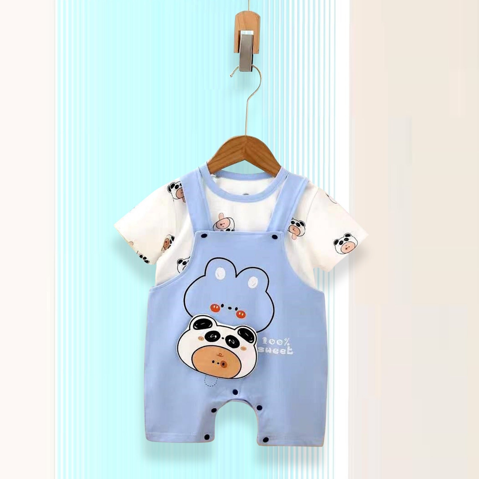 Panda T-shirt & Dungaree Set