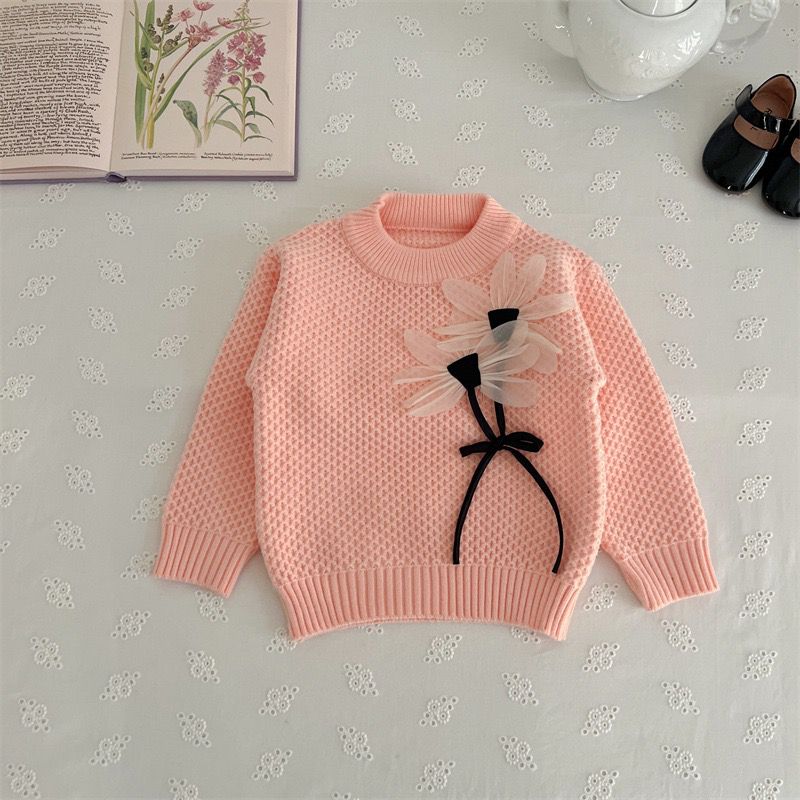 Girls Knitted Skirt & Sun Flower Sweater Co-Ord Set