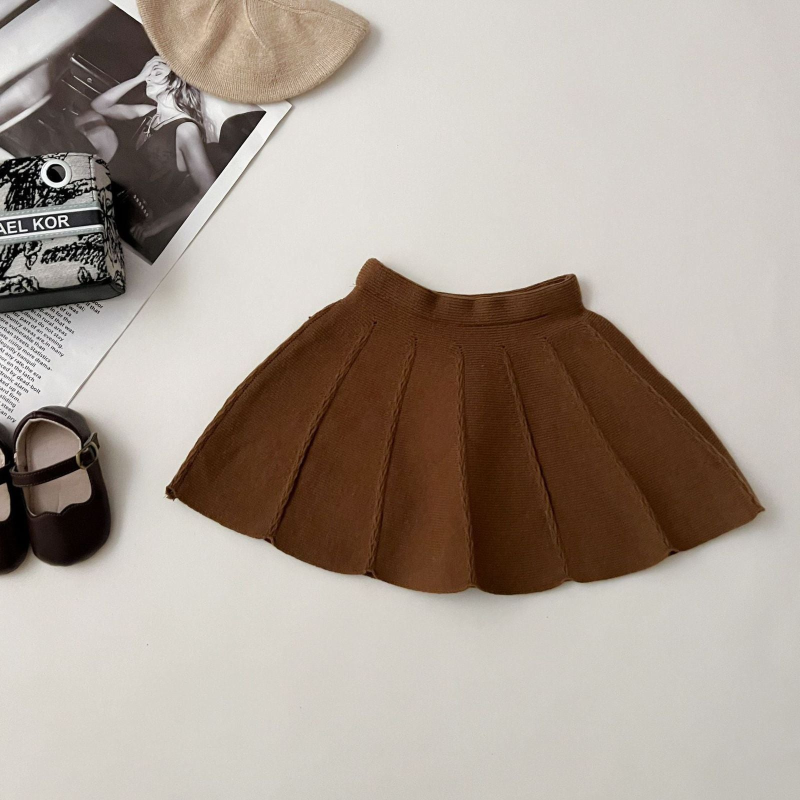 Girls Knitted Skirt & Flower Sweater Co-Ord Set