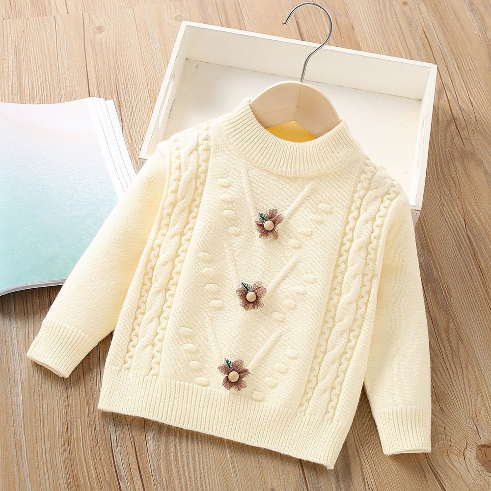 Girls Knitted Skirt & Flowry Sweater Co-Ord Set
