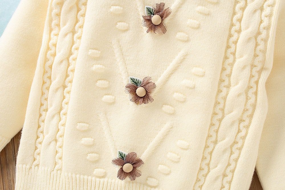 Girls Knitted Skirt & Flowry Sweater Co-Ord Set
