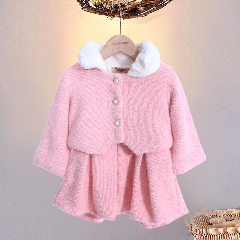 Girls Fur Collared Co-ord Set