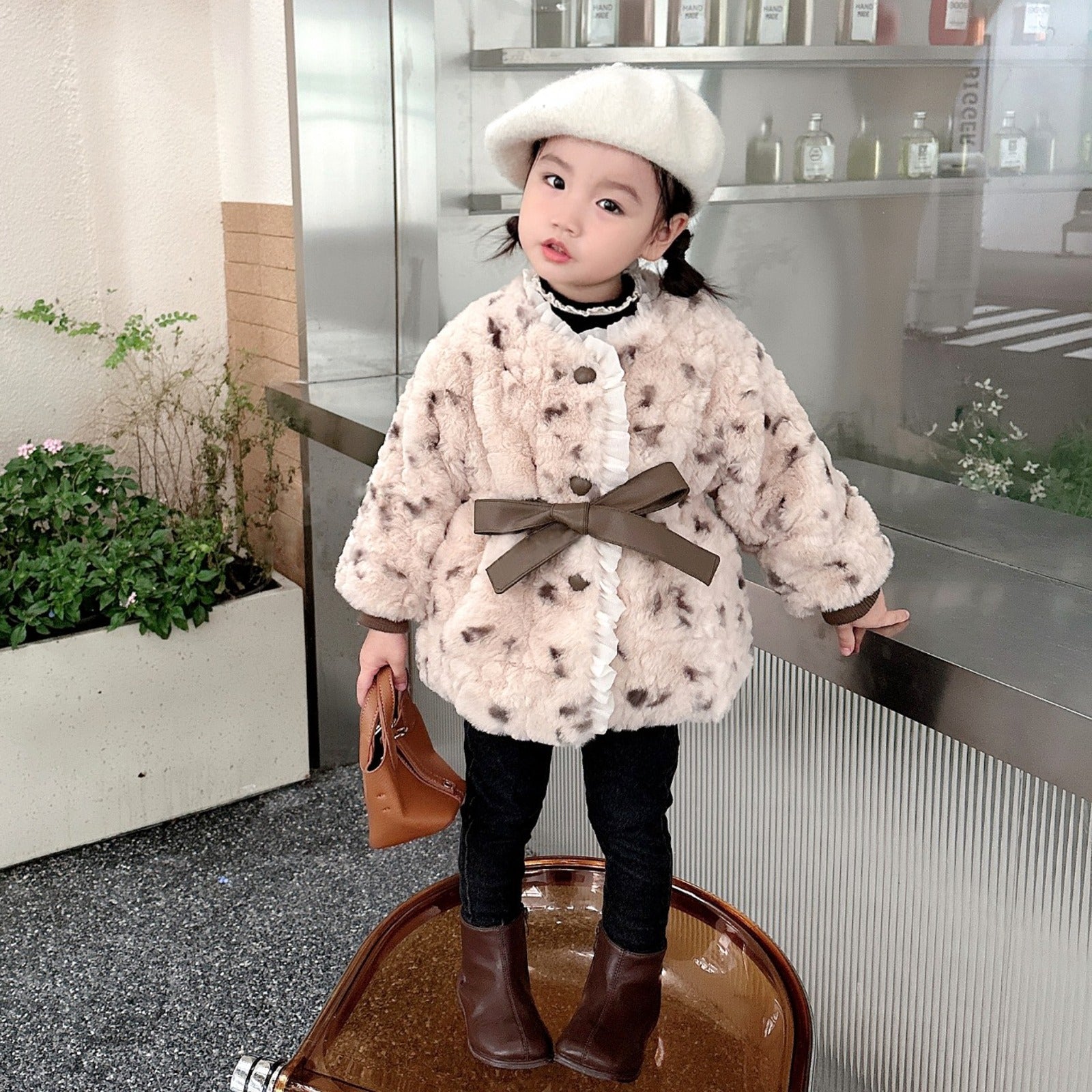 Warm Cozy Girls Jacket With Bow
