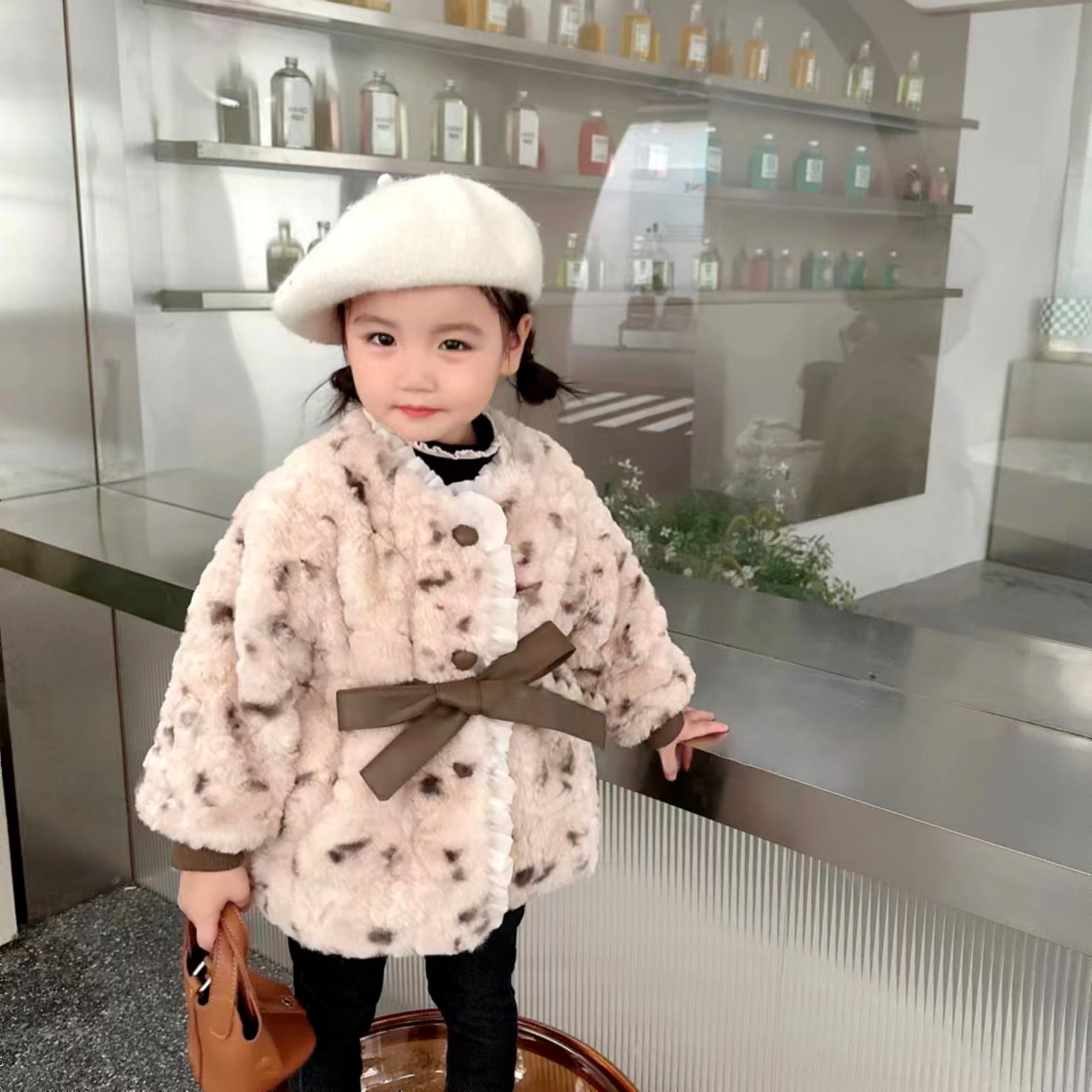 Warm Cozy Girls Jacket With Bow
