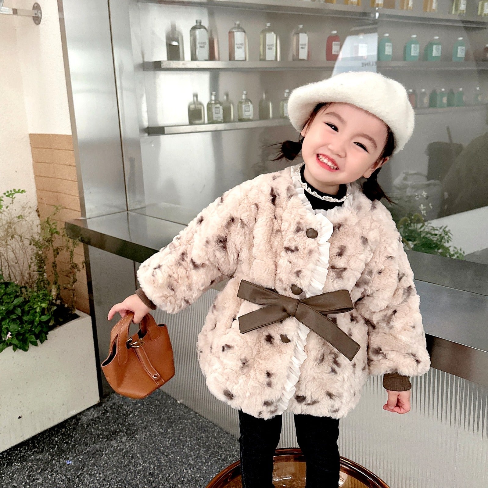 Warm Cozy Girls Jacket With Bow