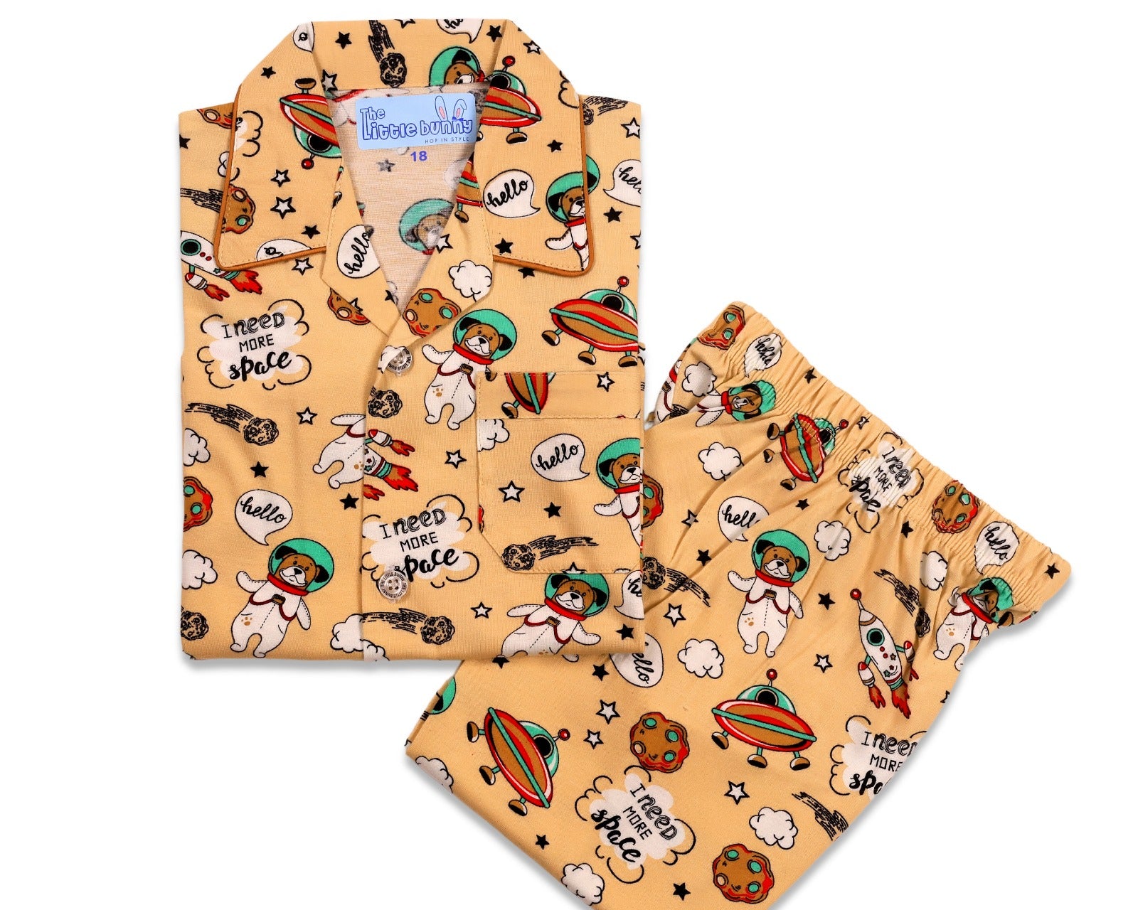 Cute Puppy Play kids unisex Hosiery Night suit