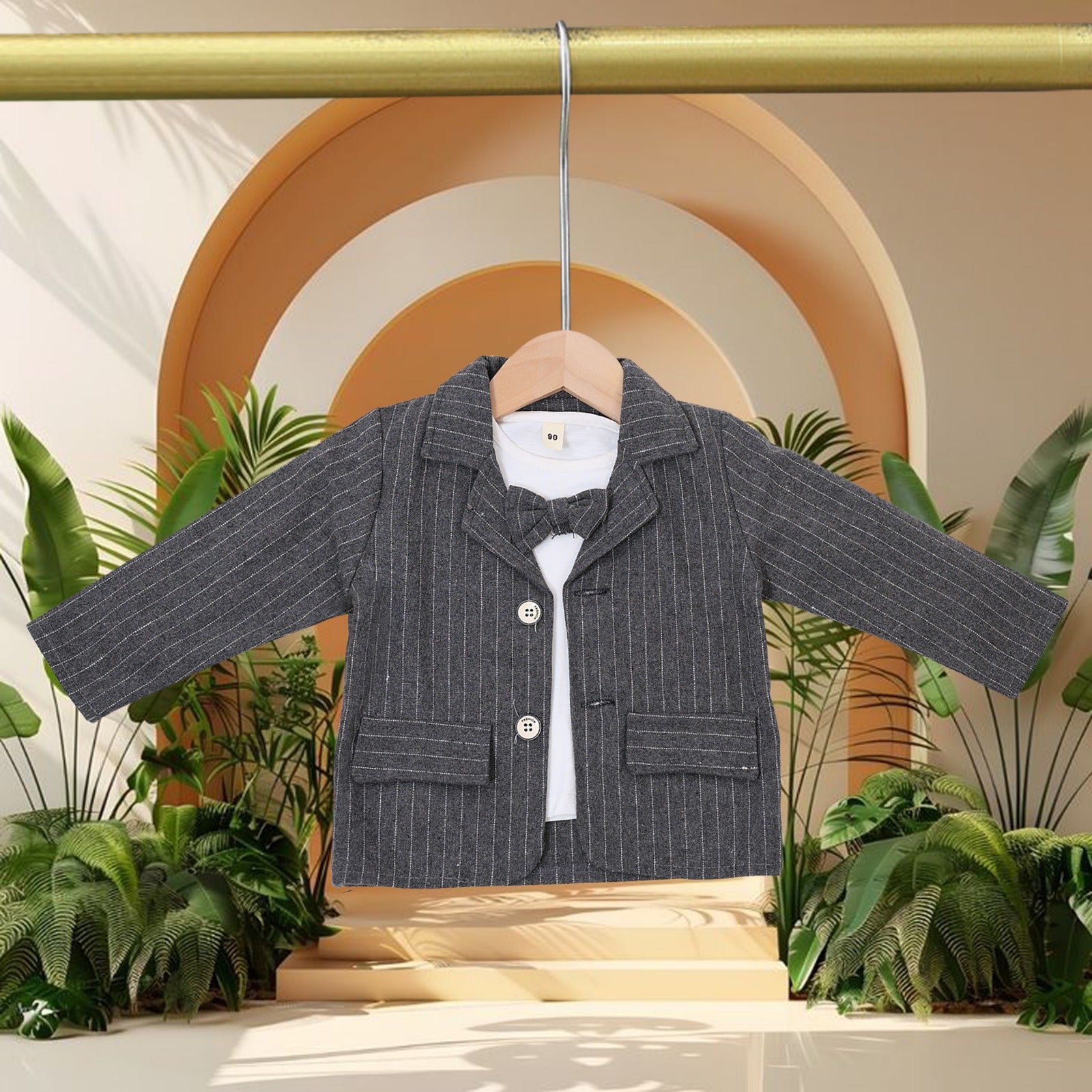 Boys Stripe 3pcs Suit with Bow