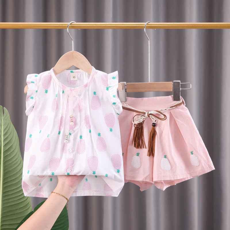 Girls 2 pcs shorts set Pineapple print