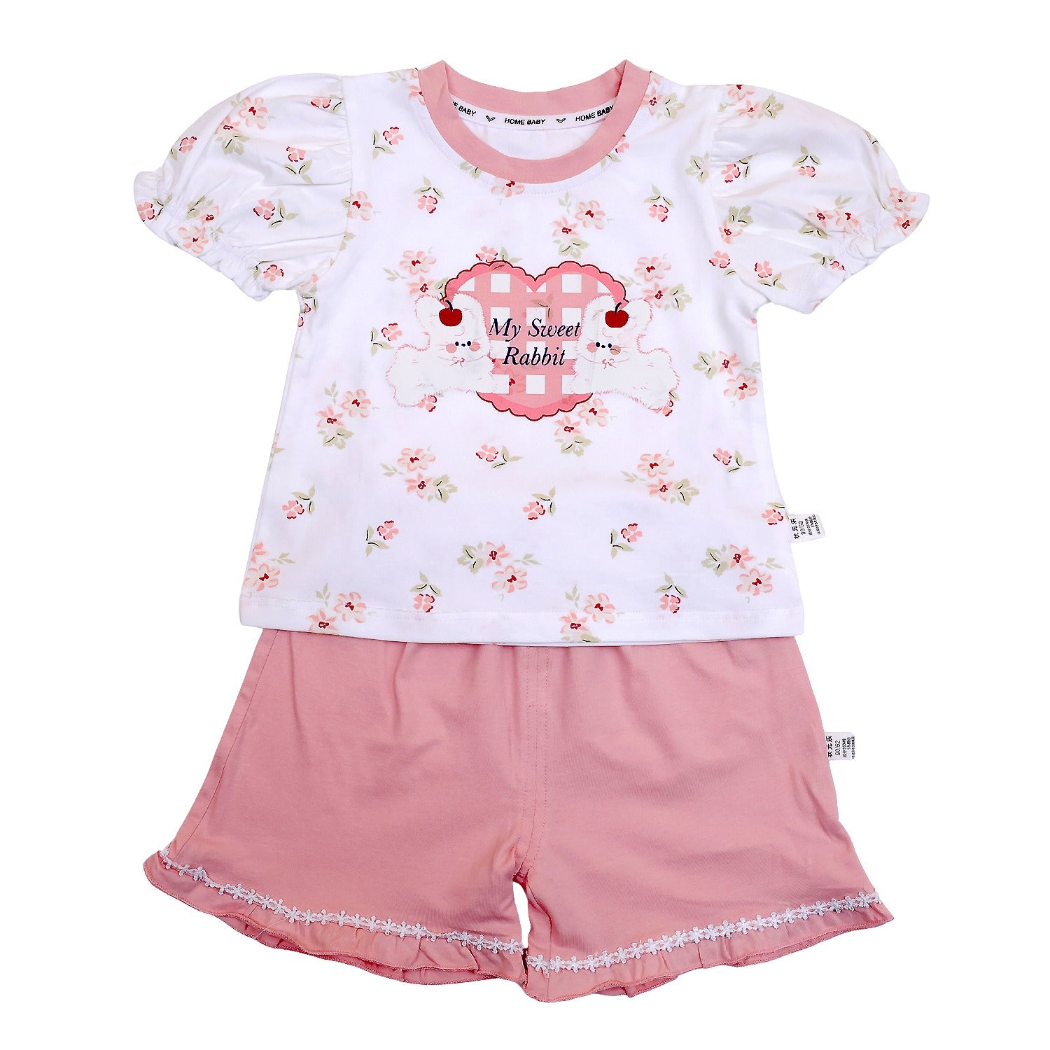 Rabbit Half Sleeves Shorts Set for Girls