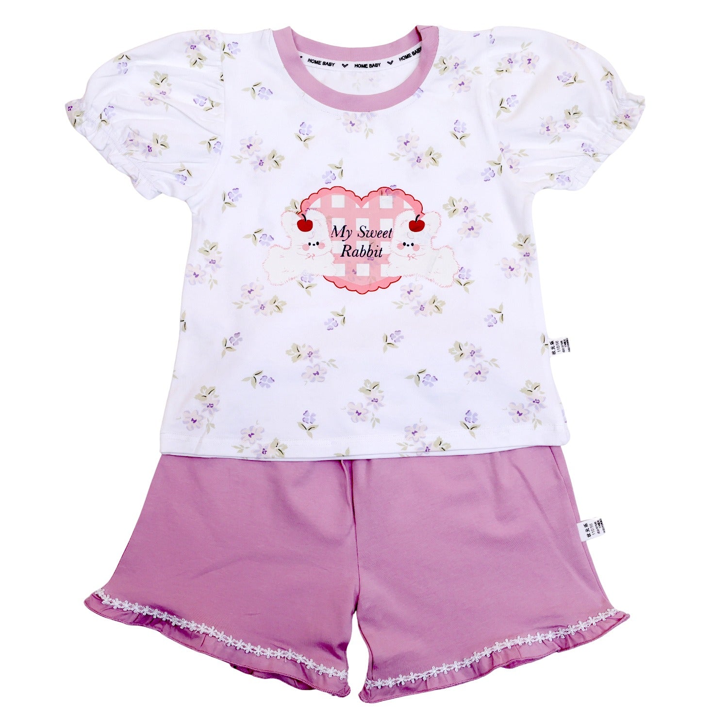 Rabbit Half Sleeves Shorts Set for Girls