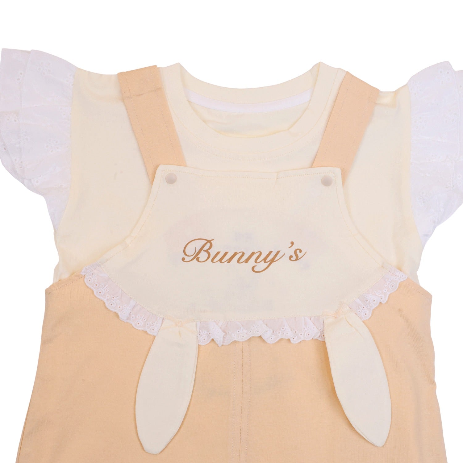 Girls Frill Sleeved Bunny Dungaree