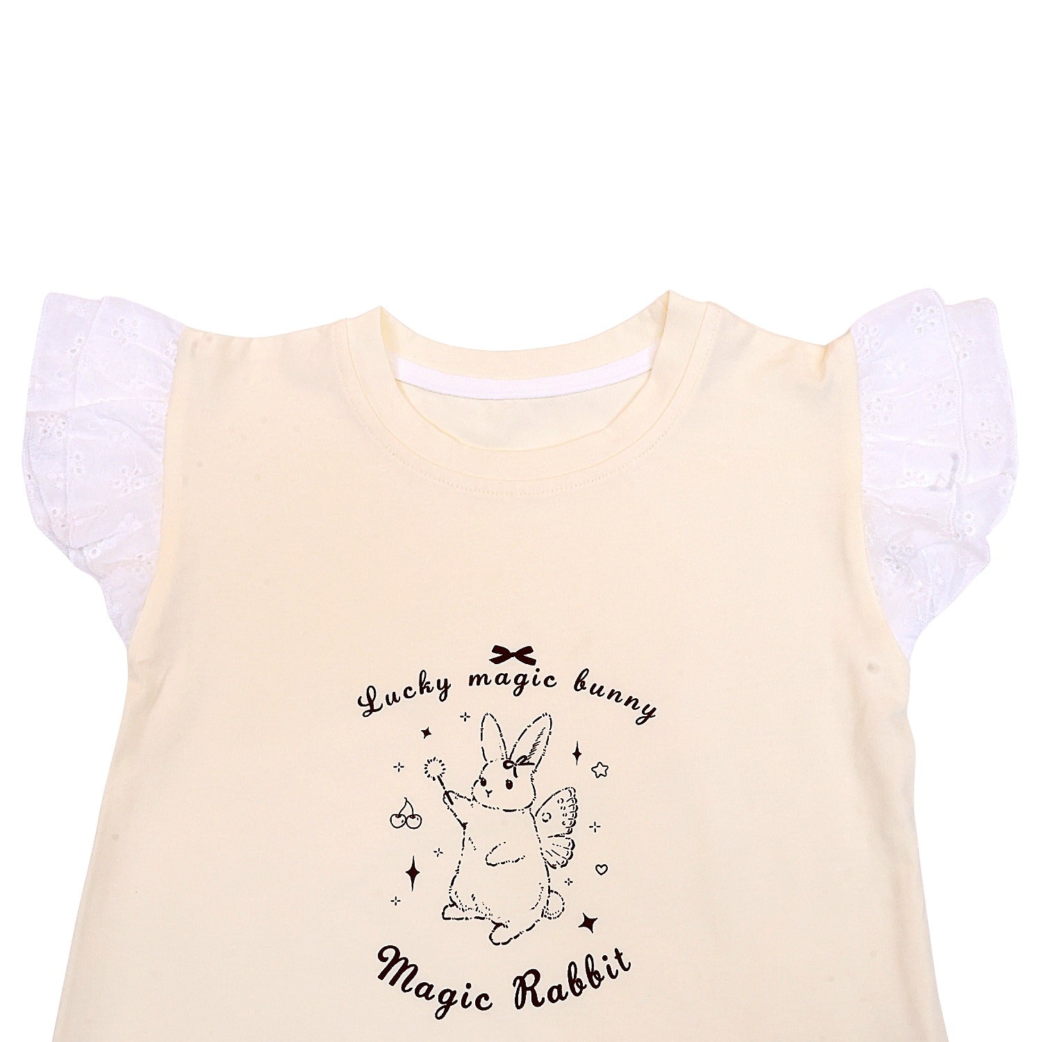 Girls Frill Sleeved Bunny Dungaree