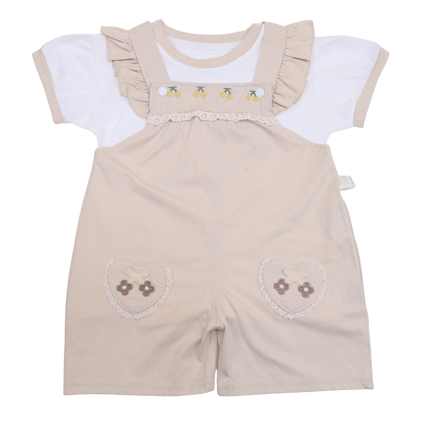 Girls Short Sleeves Dungaree with pockets