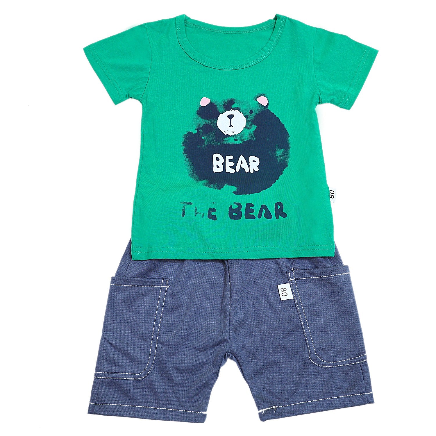 Bear print Half Sleeves Shorts Set for Boys