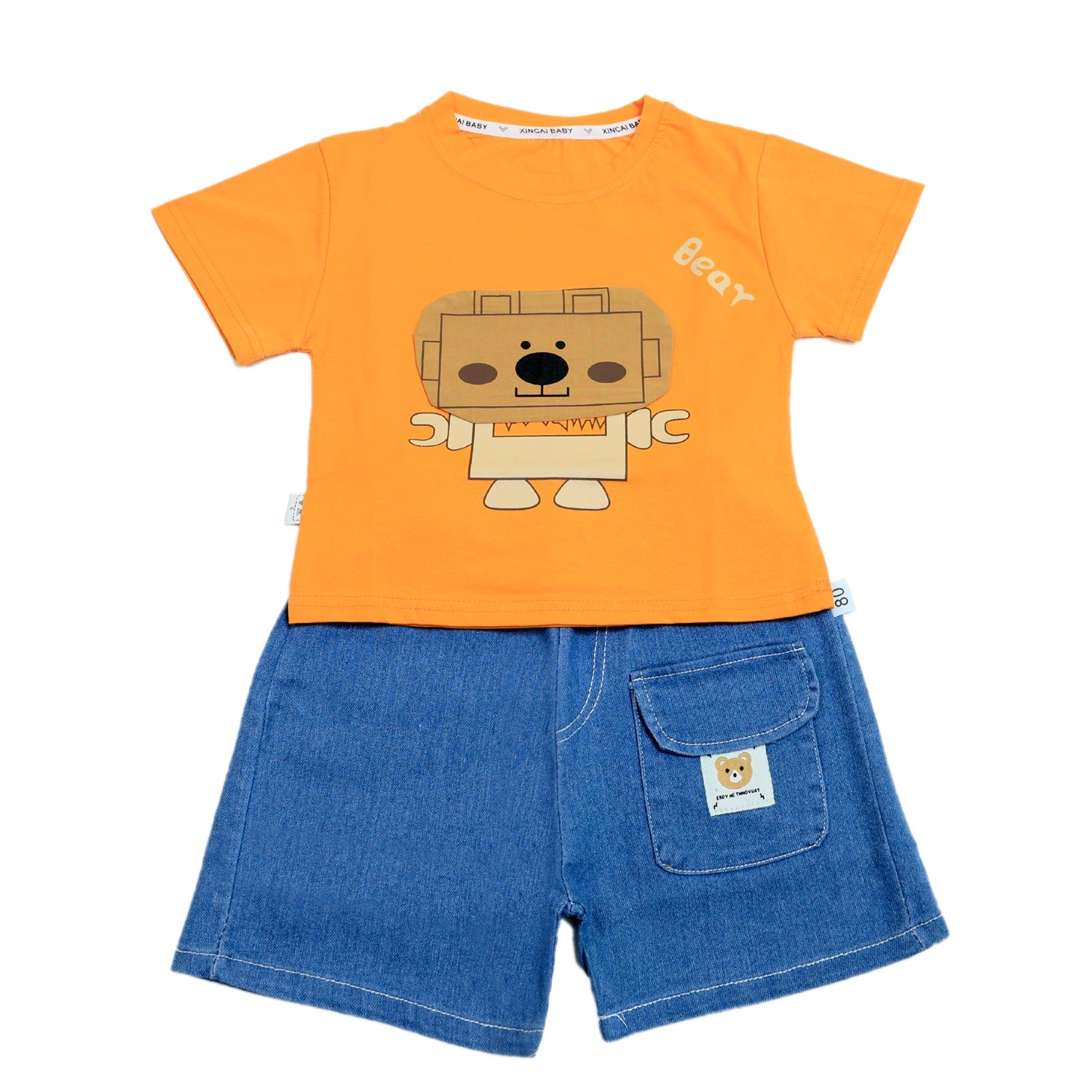 Boys Robot Shorts Set