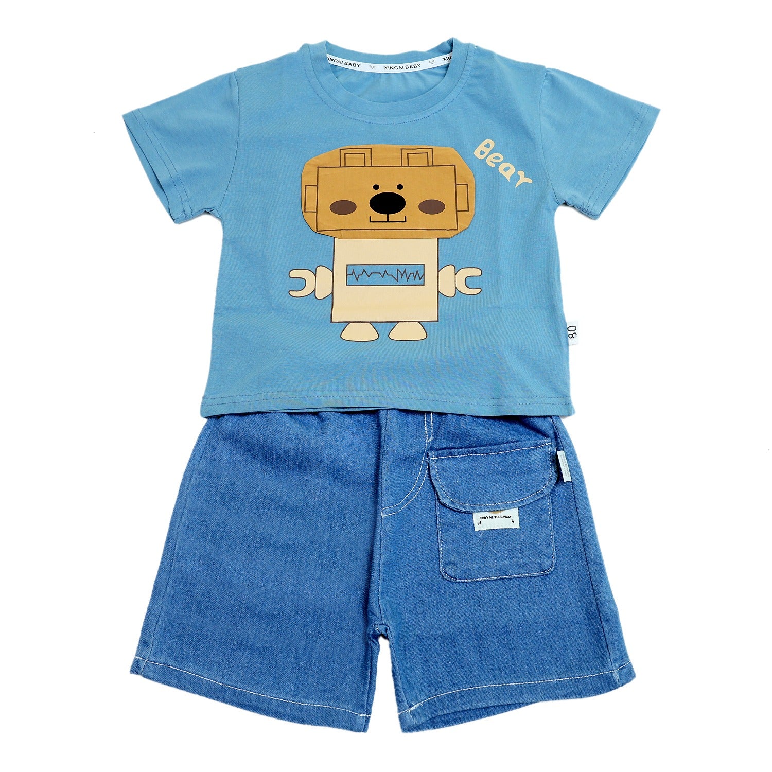 Boys Robot Shorts Set