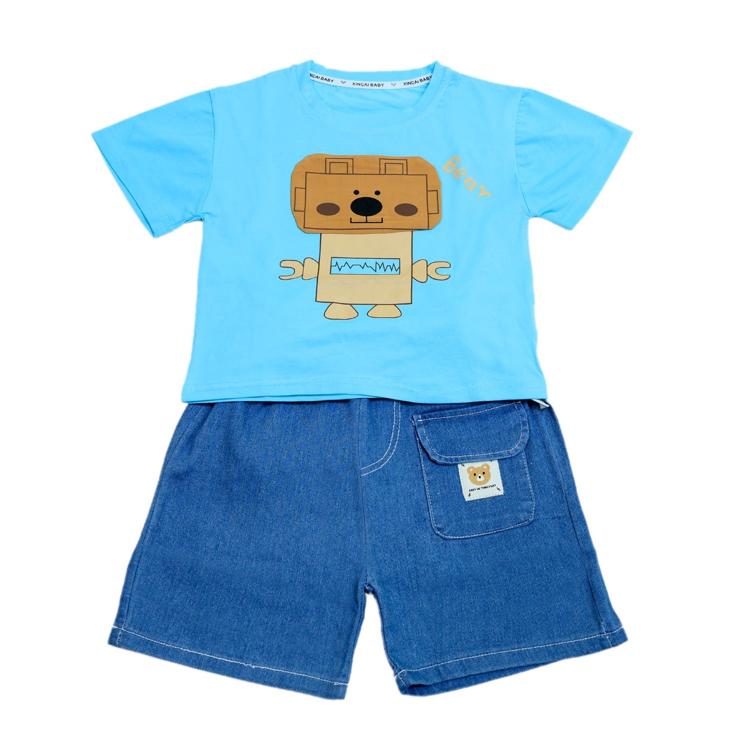 Boys Robot Shorts Set