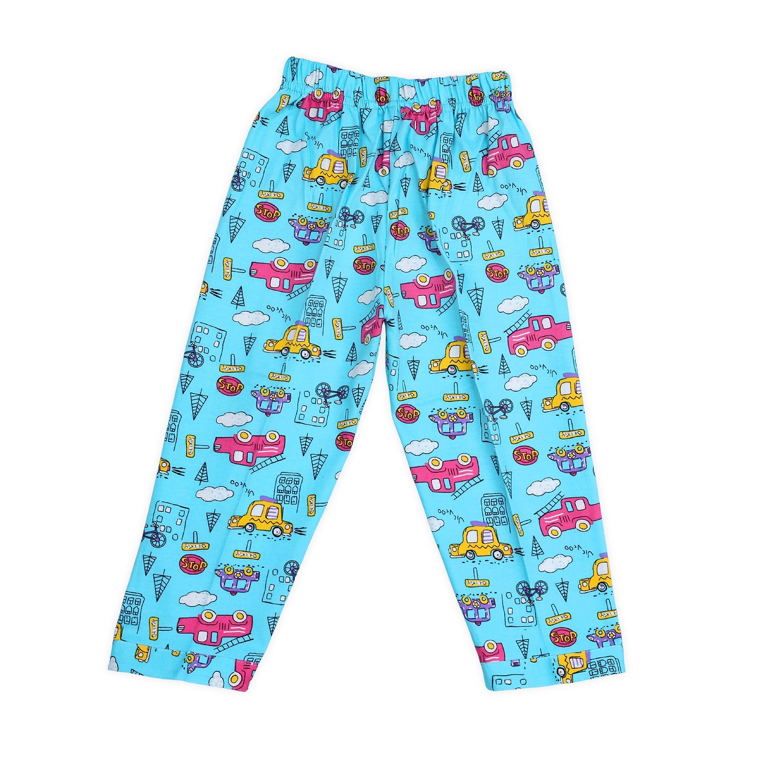 Front Open Night Suit with Car print