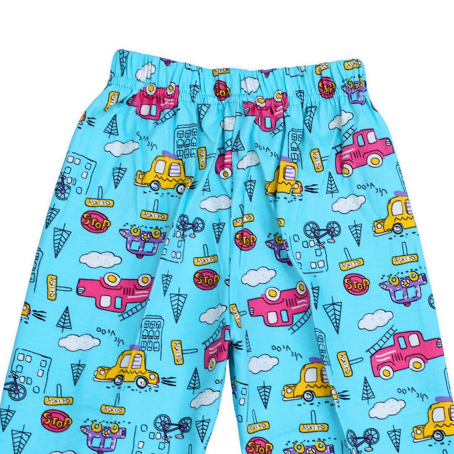 Front Open Night Suit with Car print