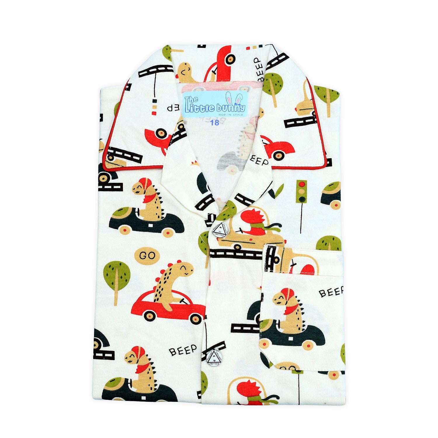 High on Car Dino kids unisex Hosiery Night suits