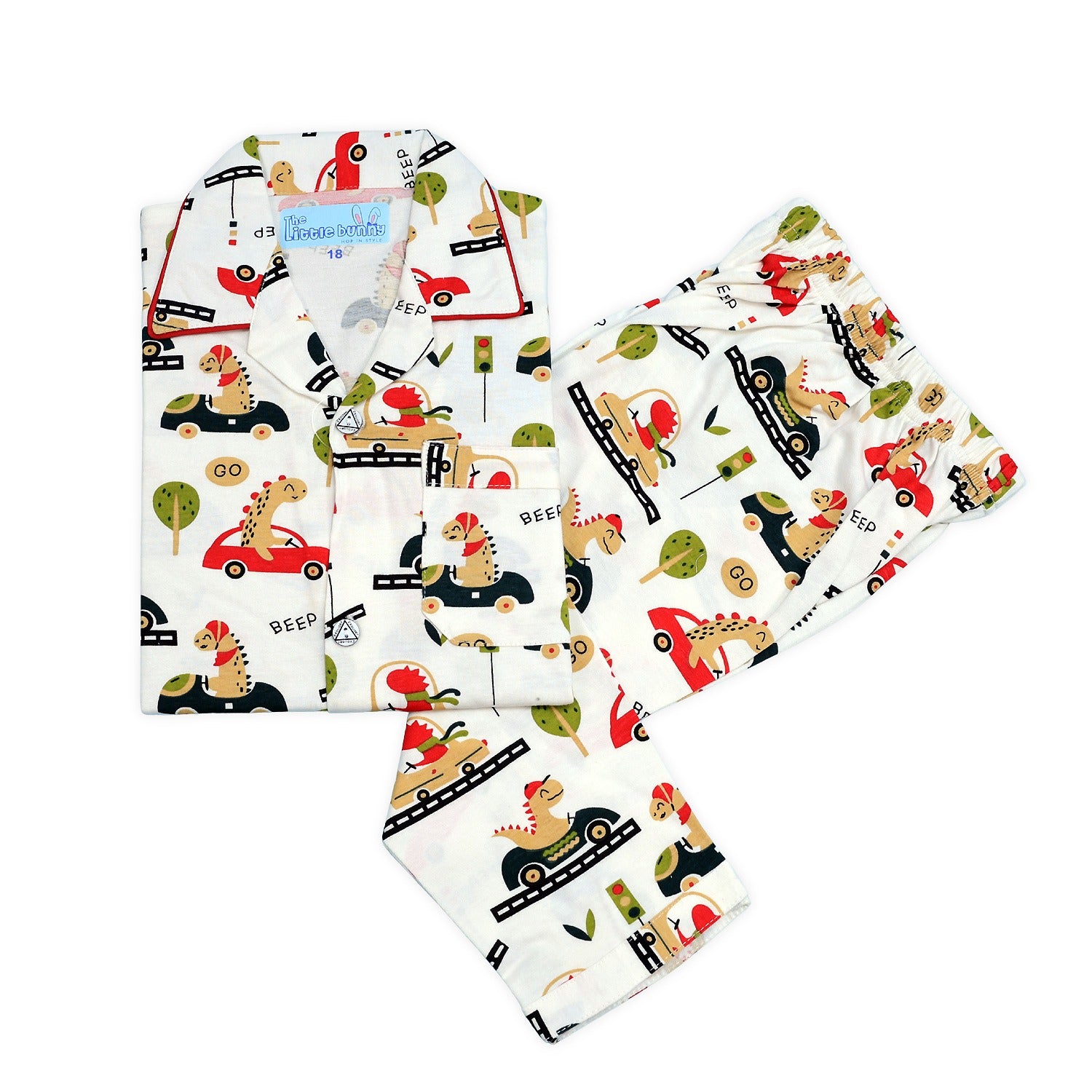 High on Car Dino kids unisex Hosiery Night suits