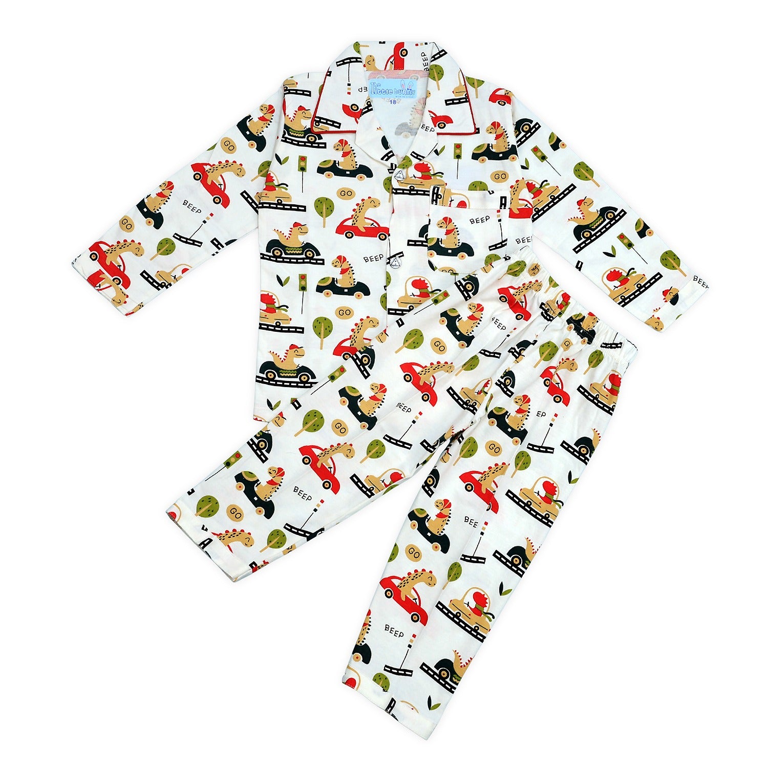 High on Car Dino kids unisex Hosiery Night suits