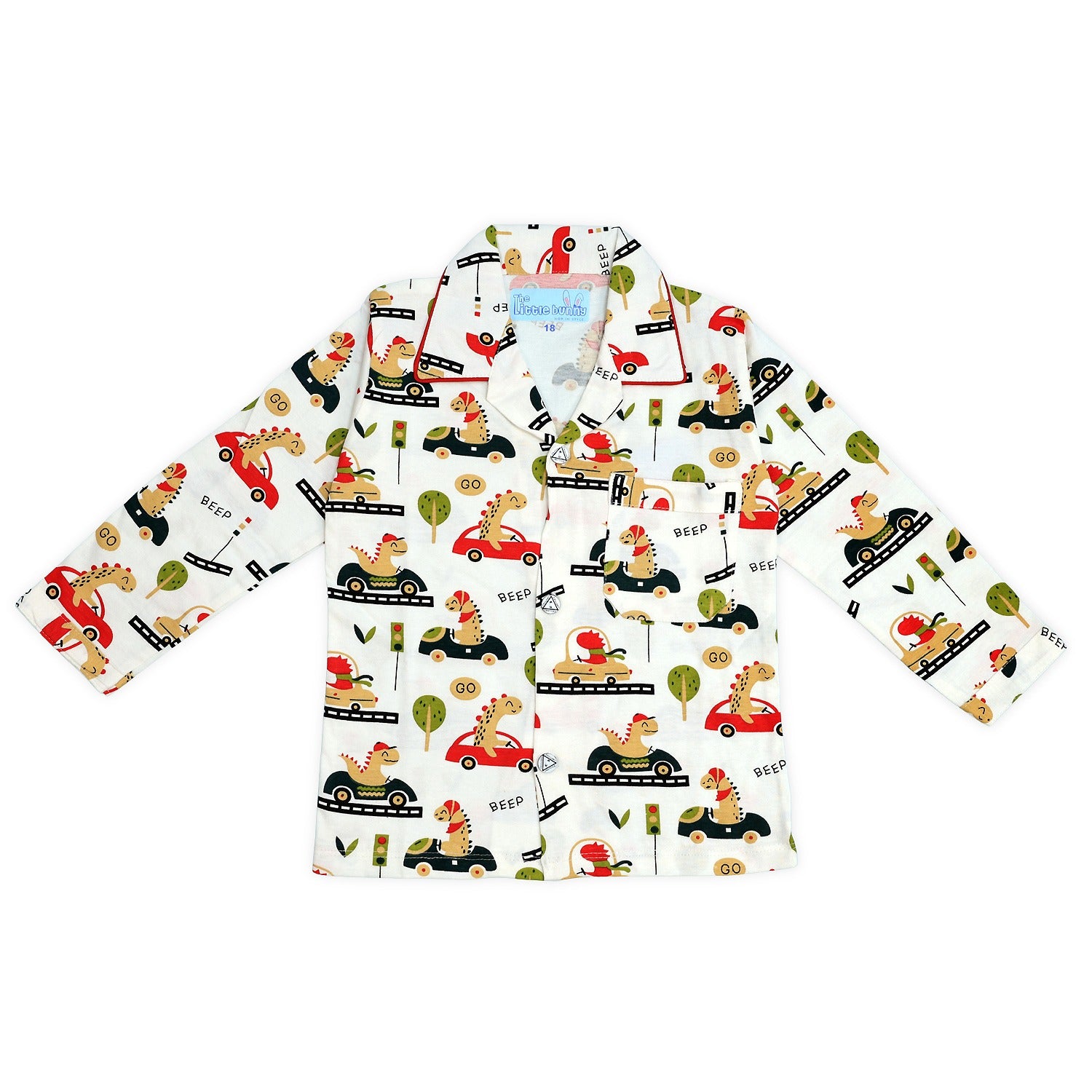 High on Car Dino kids unisex Hosiery Night suits