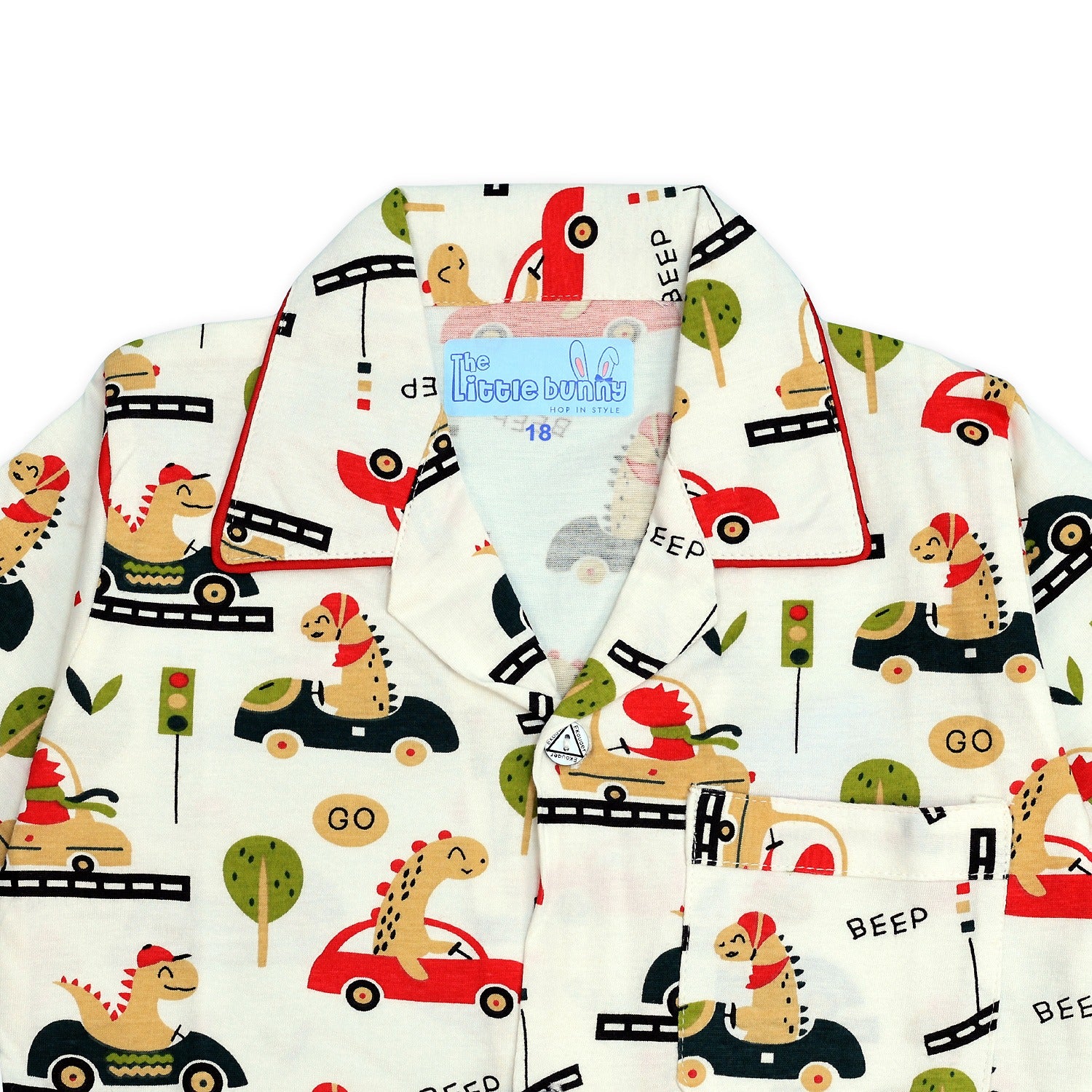 High on Car Dino kids unisex Hosiery Night suits