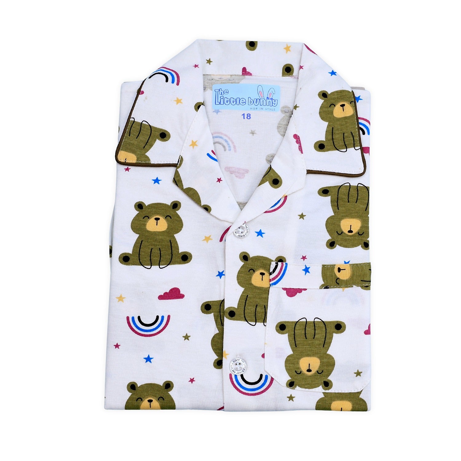 Happy Bear Print Unisex Night Suit