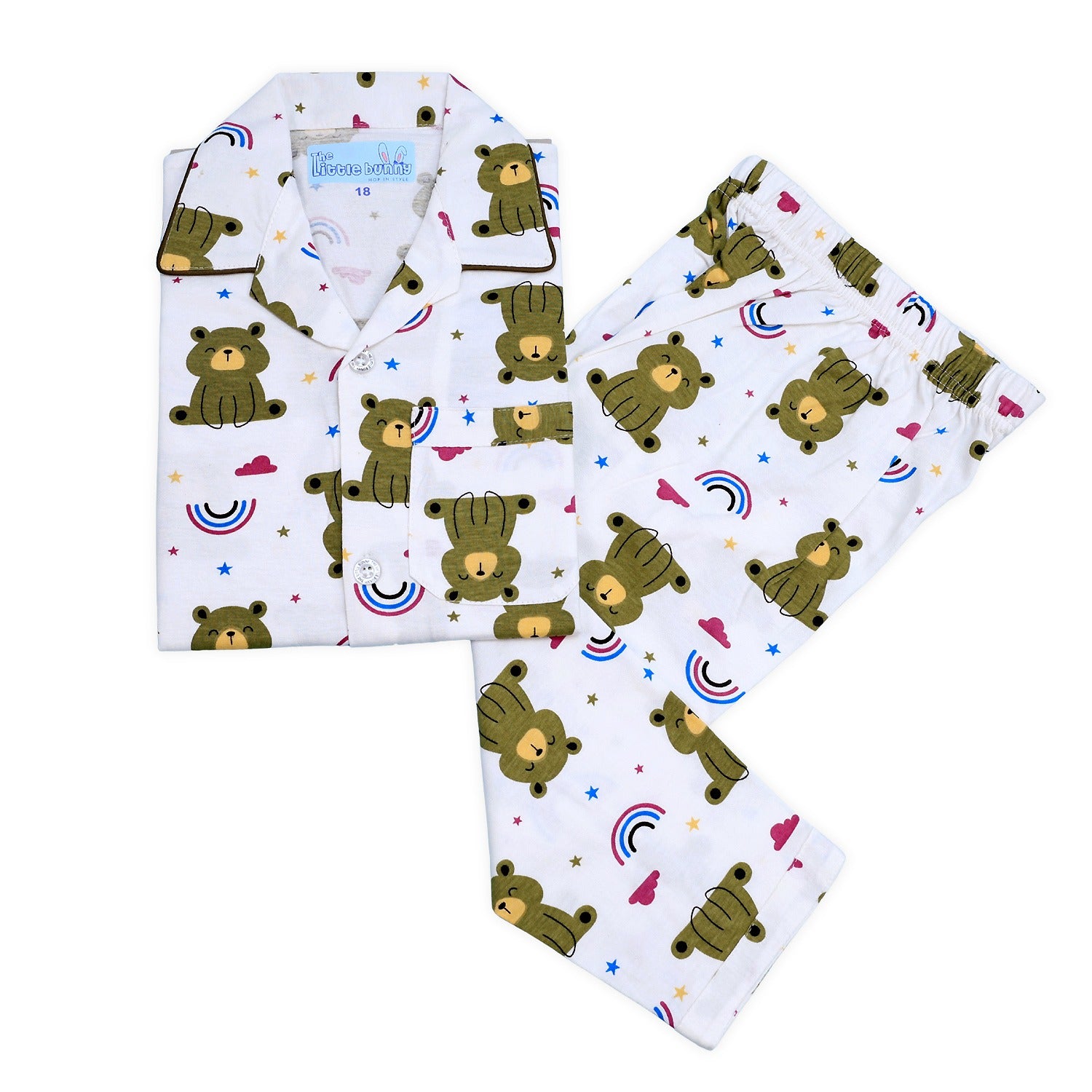 Happy Bear Print Unisex Night Suit