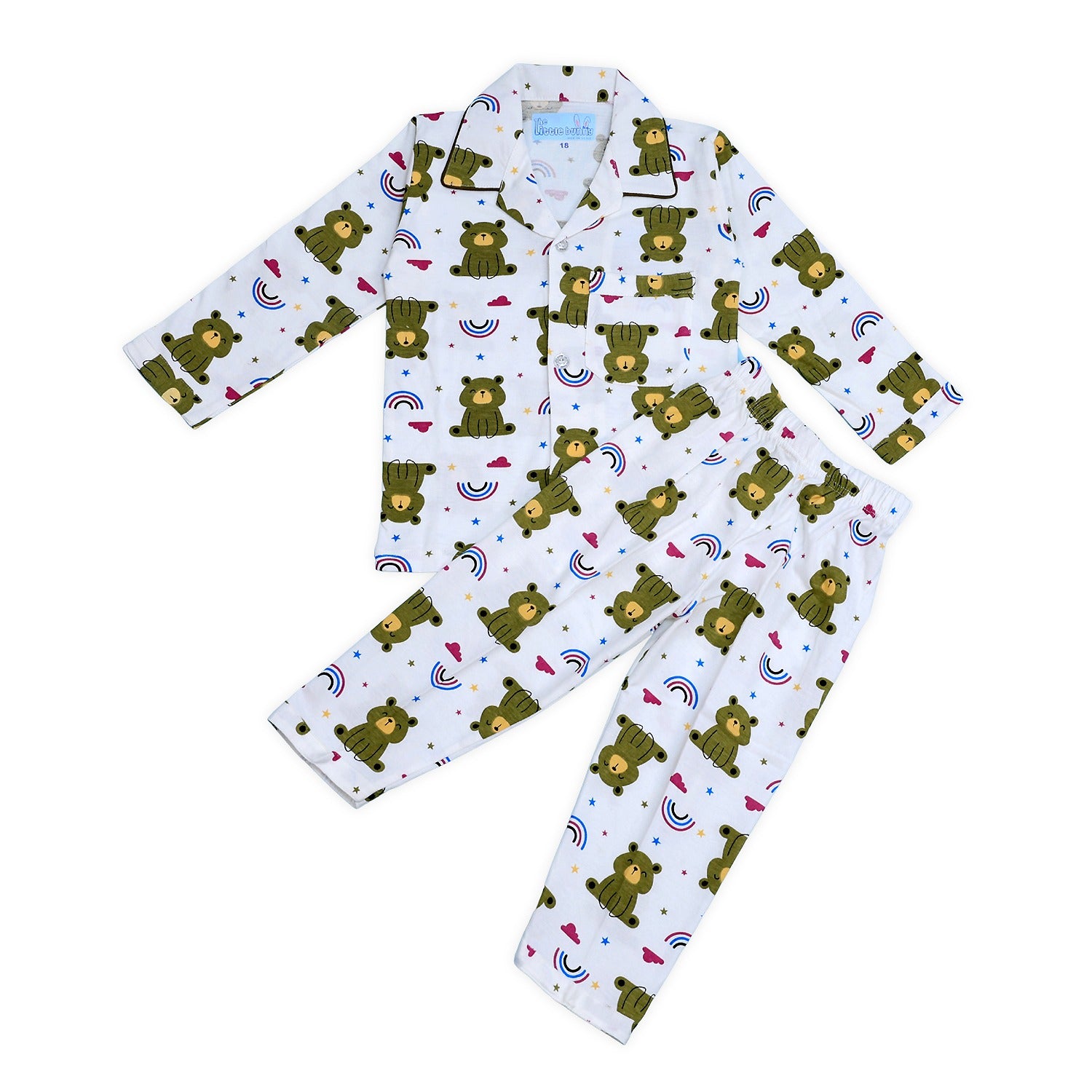 Happy Bear Print Unisex Night Suit