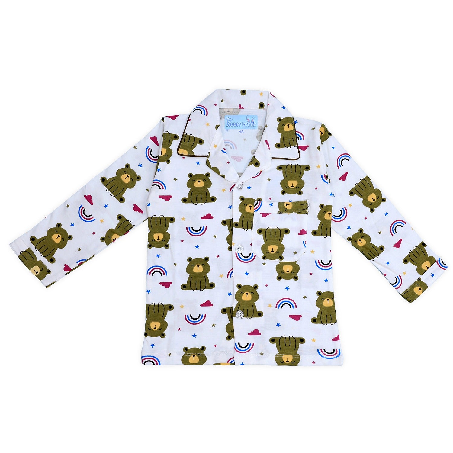 Happy Bear Print Unisex Night Suit