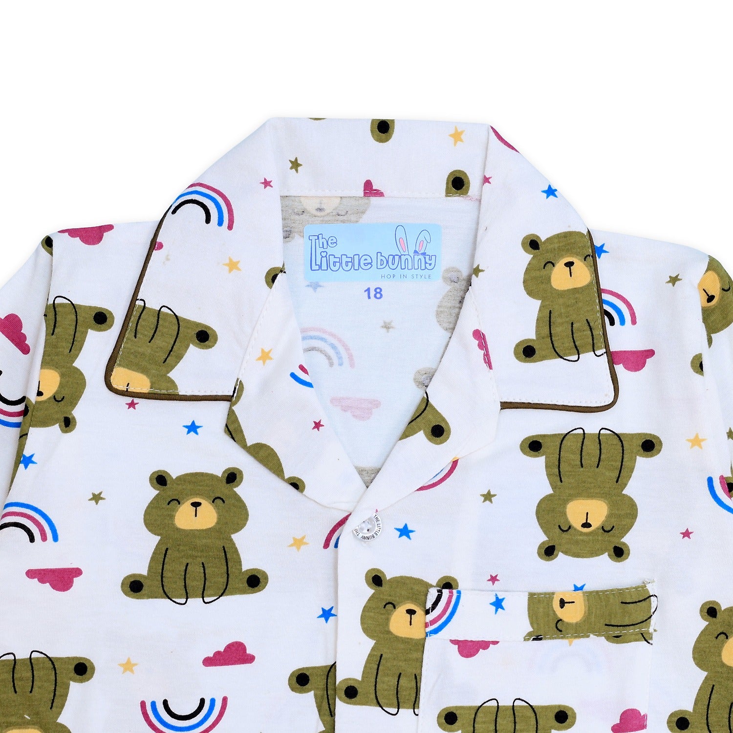 Happy Bear Print Unisex Night Suit