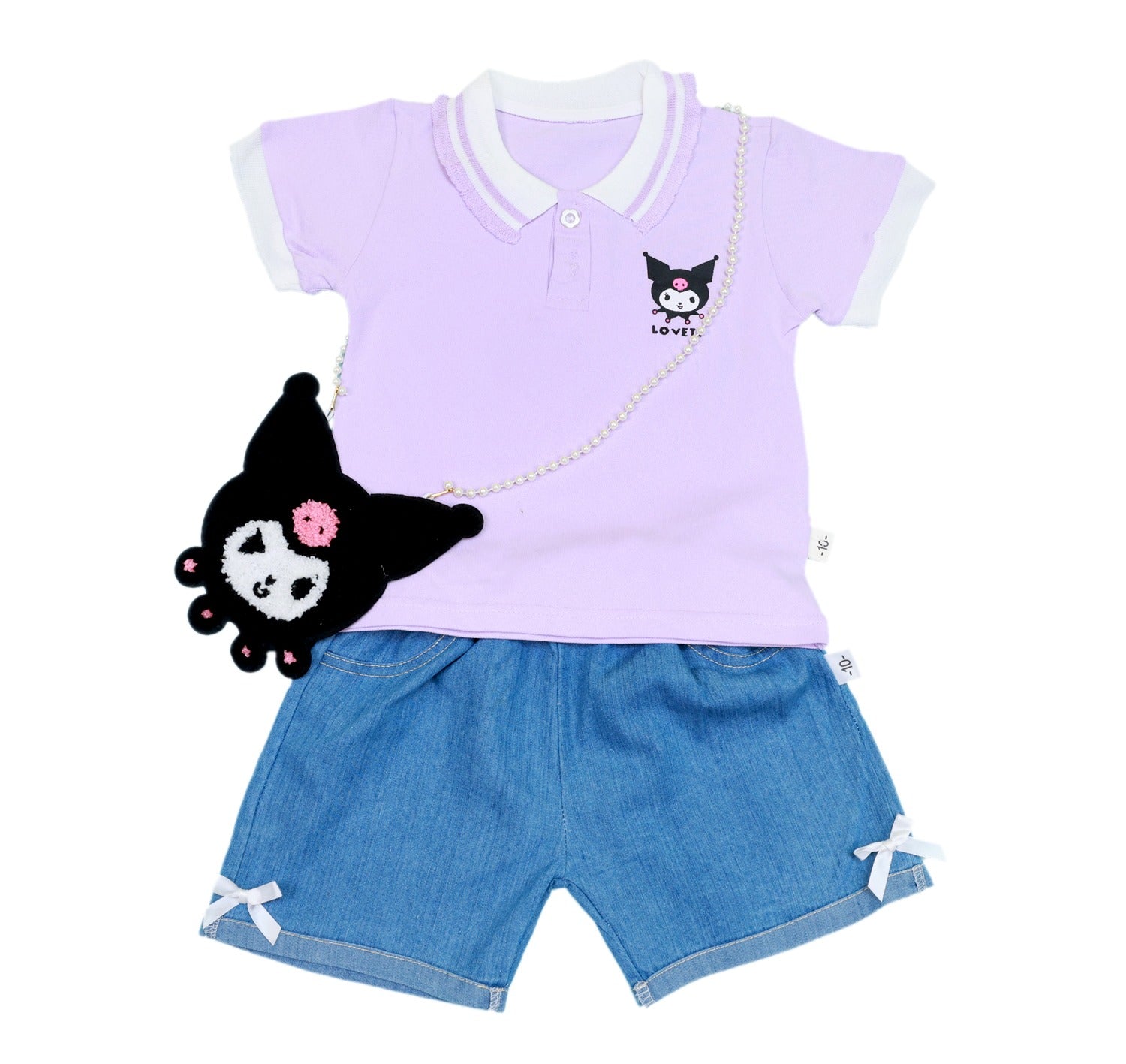 Girls Shorts Set with Pearl Sling