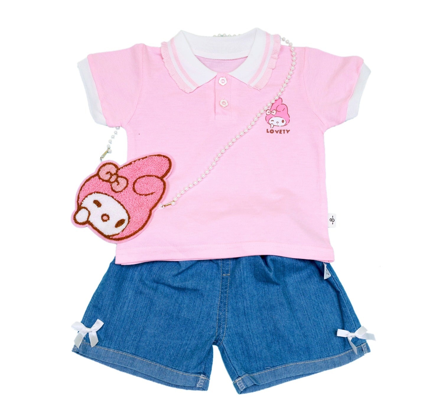 Girls Shorts Set with Pearl Sling