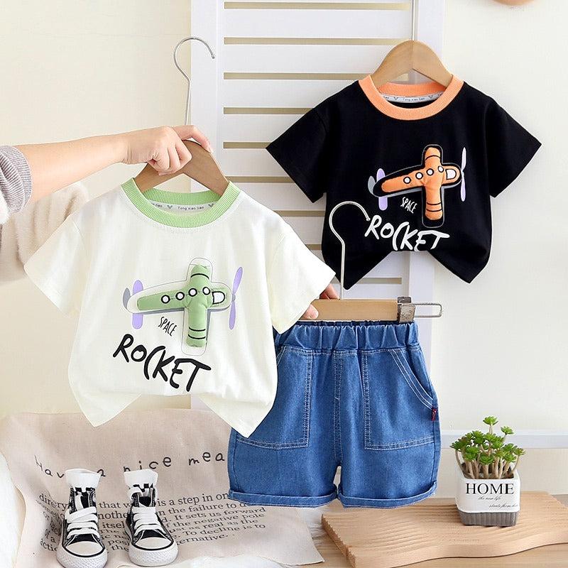 Summer Short Set with Rocket Patch