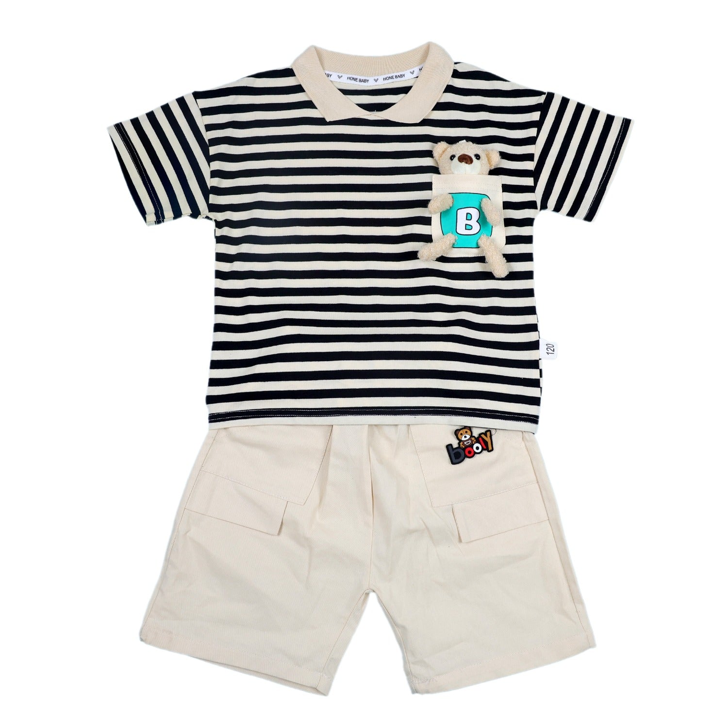 Striped T-Shirt with Teddy Summer Set