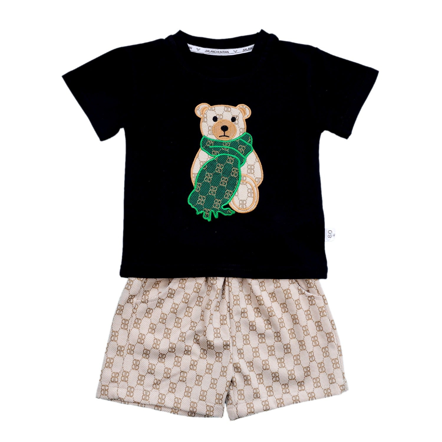 Boys Summer Set With Bear Patch