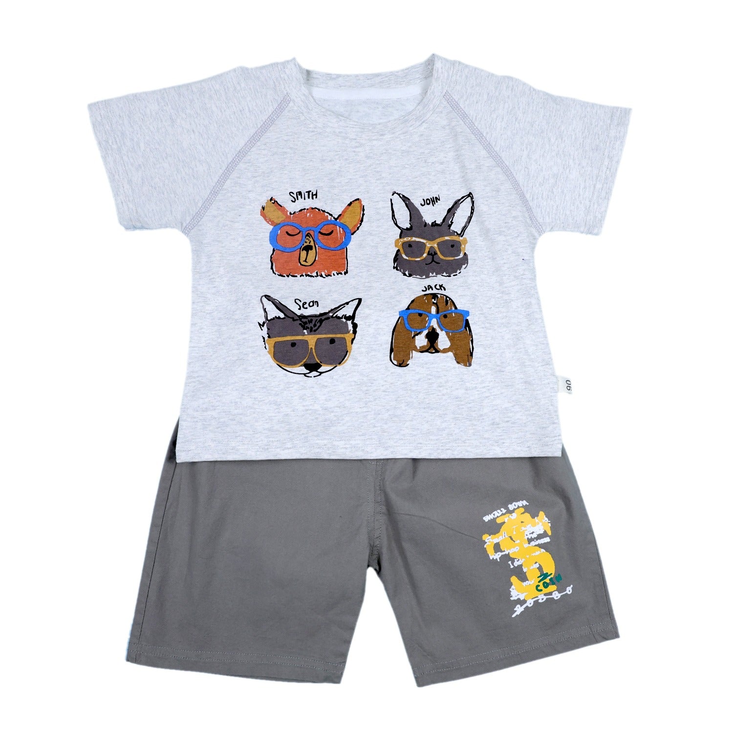 Summer Set with Cartoon Prints on T-Shirt