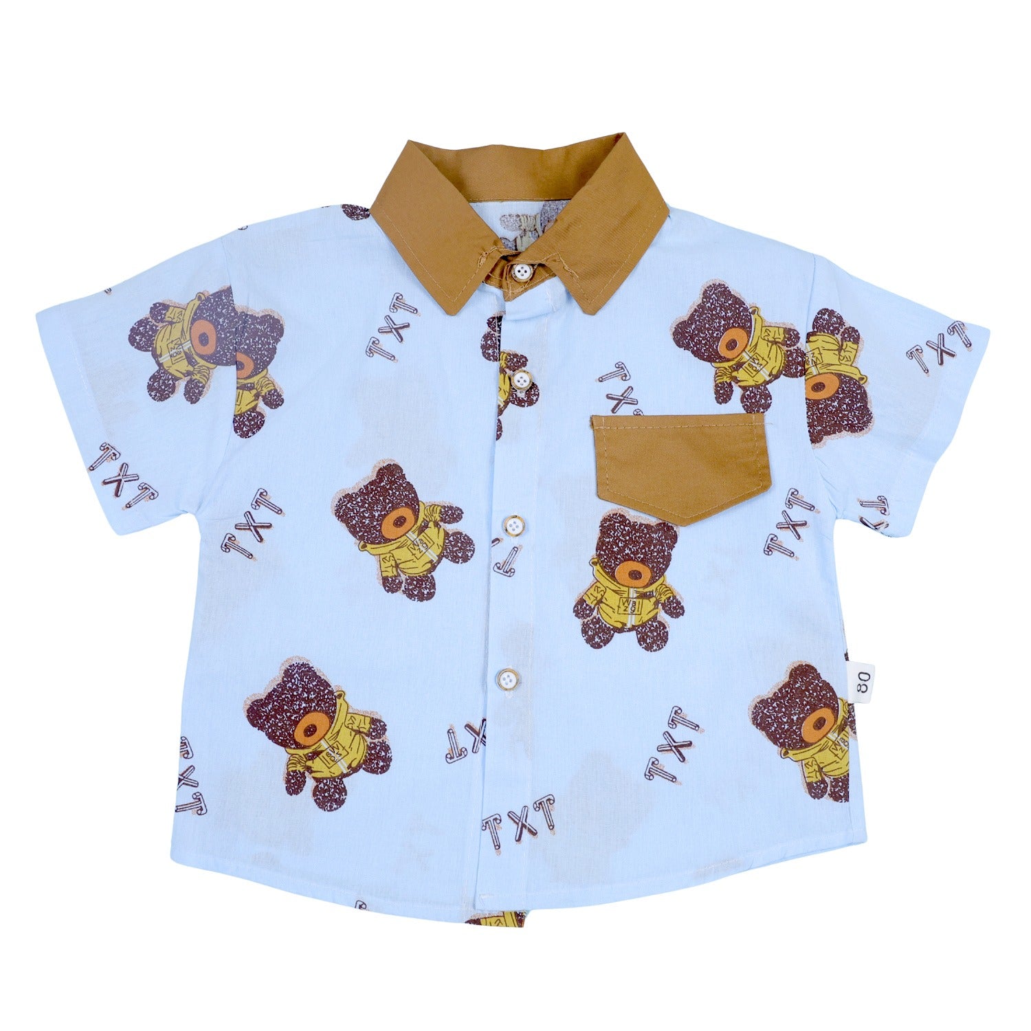 Shirt with Bear Print and Shorts