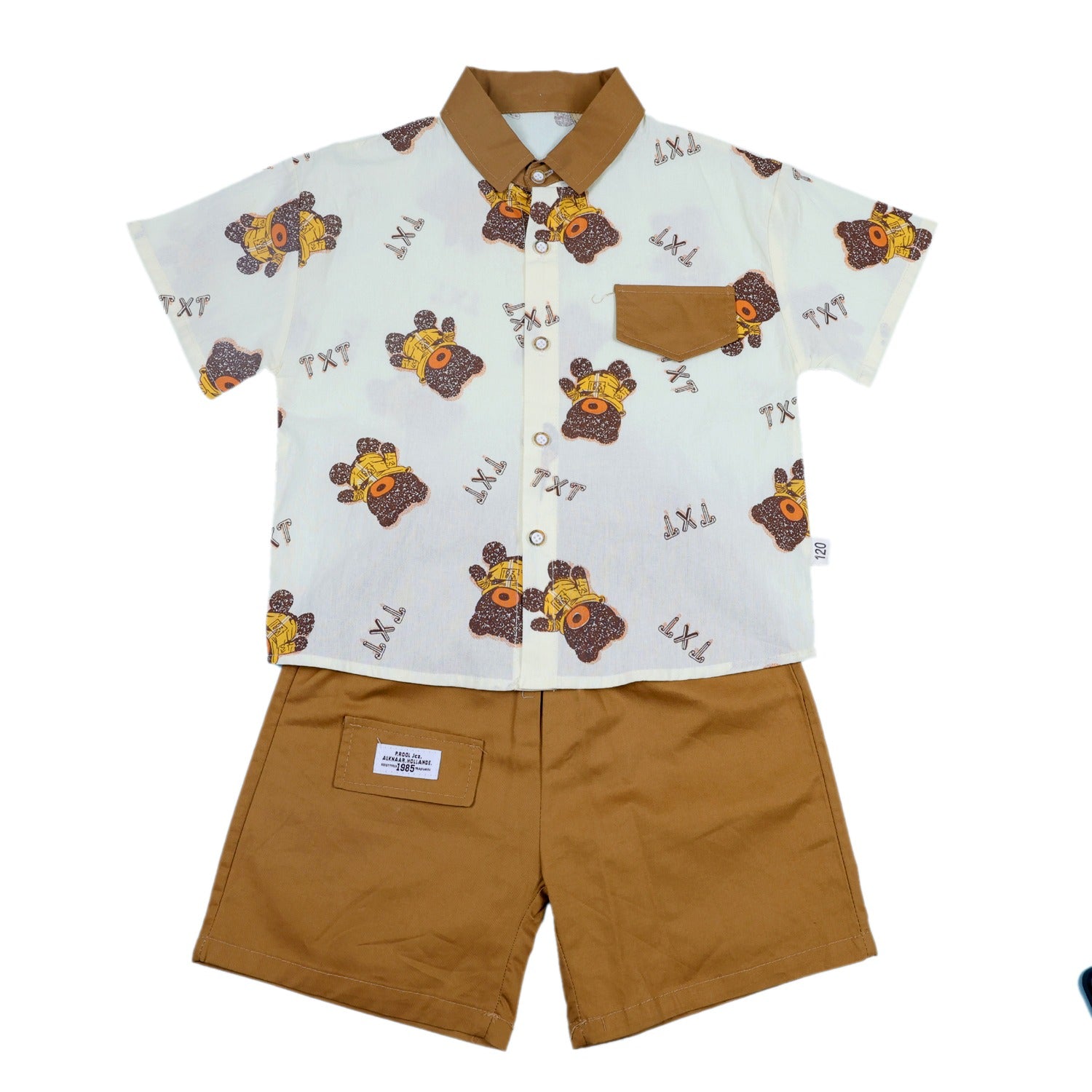 Shirt with Bear Print and Shorts