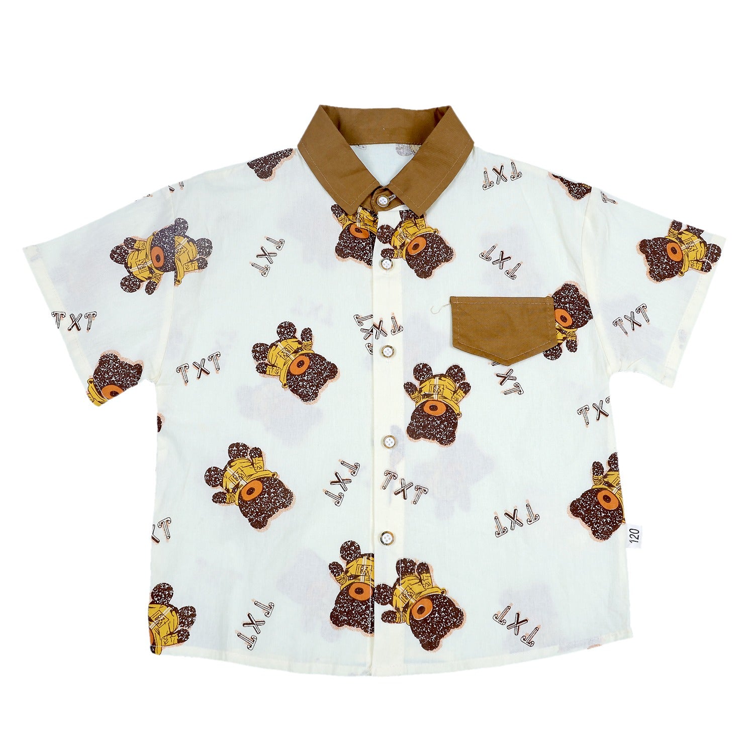 Shirt with Bear Print and Shorts