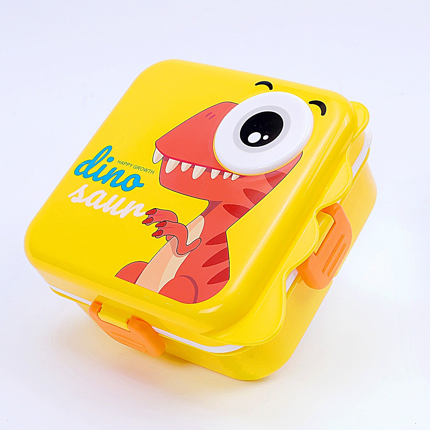 Kids Plastic Lunch Box with Cute Dinosaur Design and Secure Locking Lid